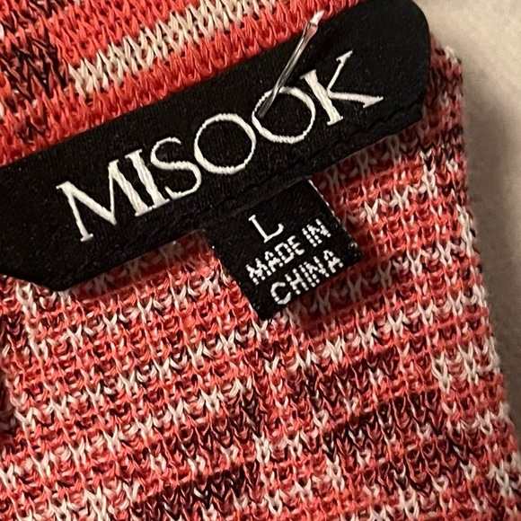 Misook • Chevron Coral Red Pink Cardigan - Picture 4 of 4